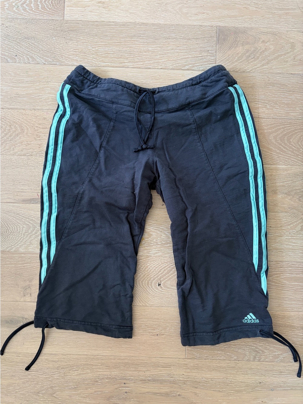 adidas Black Capris with Mint Side Stripes